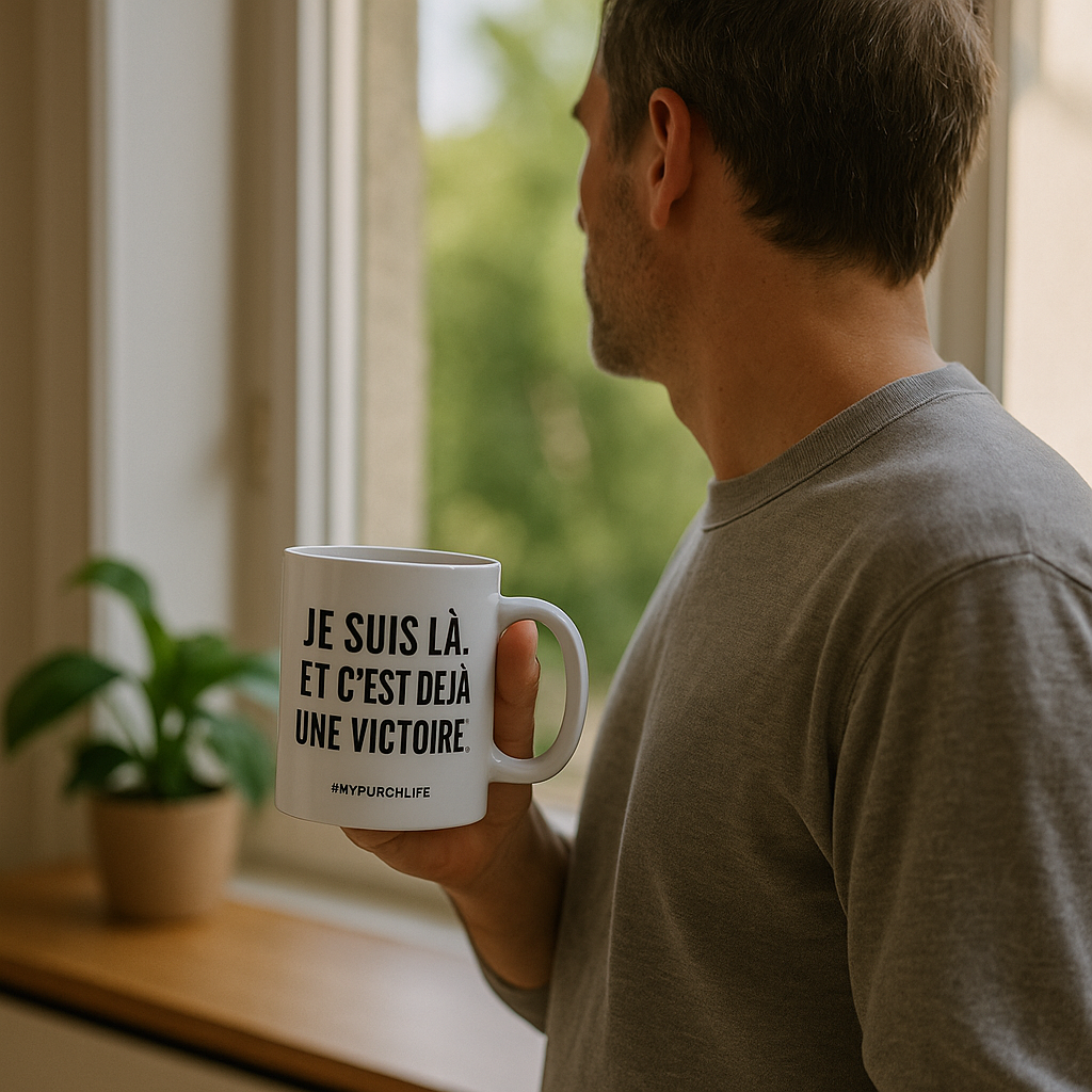 Je suis là. Et c’est déjà une victoire. – Mug
