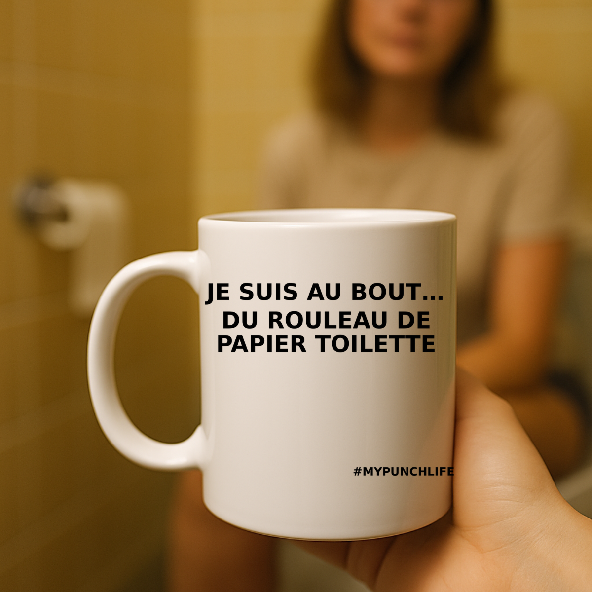 Je suis au bout… du rouleau de papier toilette. – Mug